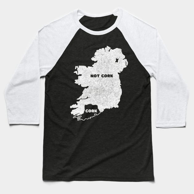 Cork / Not Cork Rebel County Faded Style Retro Design Baseball T-Shirt by feck!